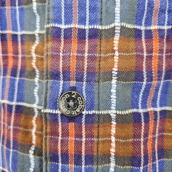 Carbon 2 Cobalt Shirt Mens Medium Button Up Short Sleeve Preppy Plaid Blue Red - Picture 2 of 10